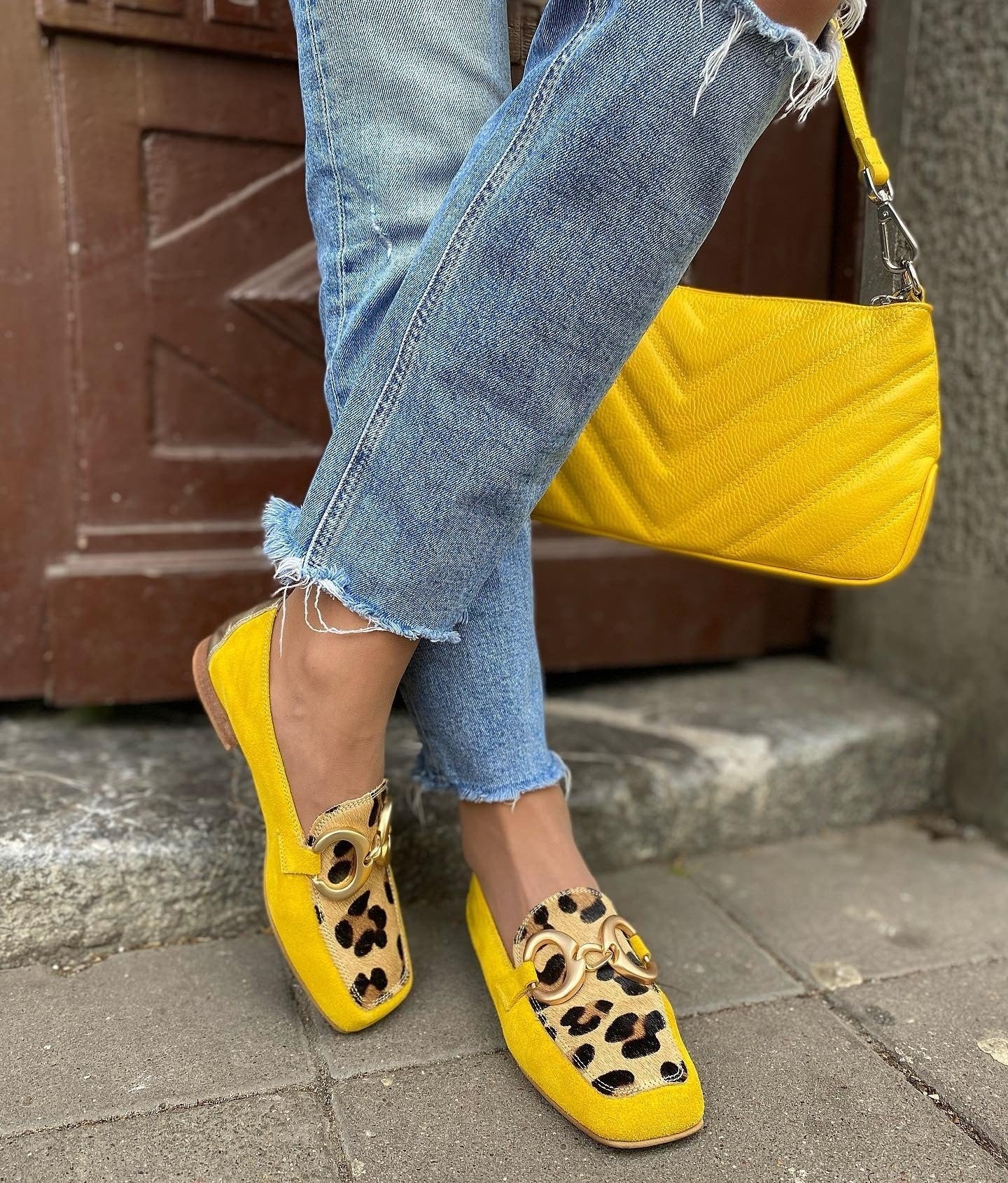 Low Heel Square Toe Low-cut Suede Color Matching Casual Women's Shoes