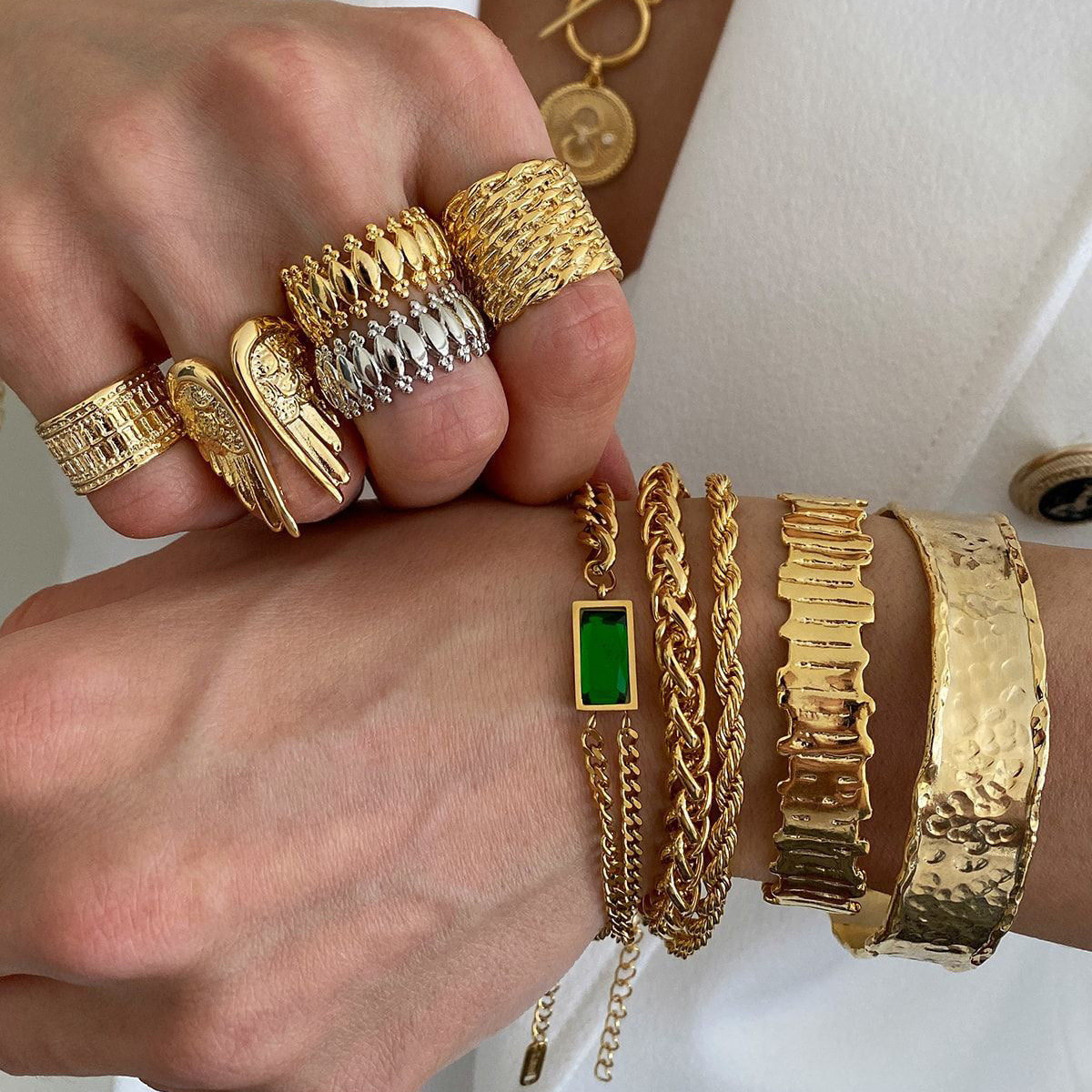 Wings Ring Non-fading Jewelry Stainless Steel Opening Ornament