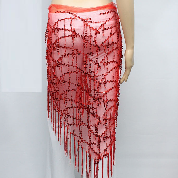 Belly Dance Practice Sequins Triangular Binder Arabic Dance Performance Waist Scarf