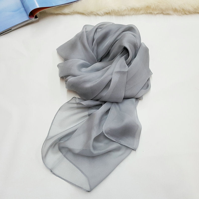 Pure Color Elegant Women's Silk Scarf For All Seasons