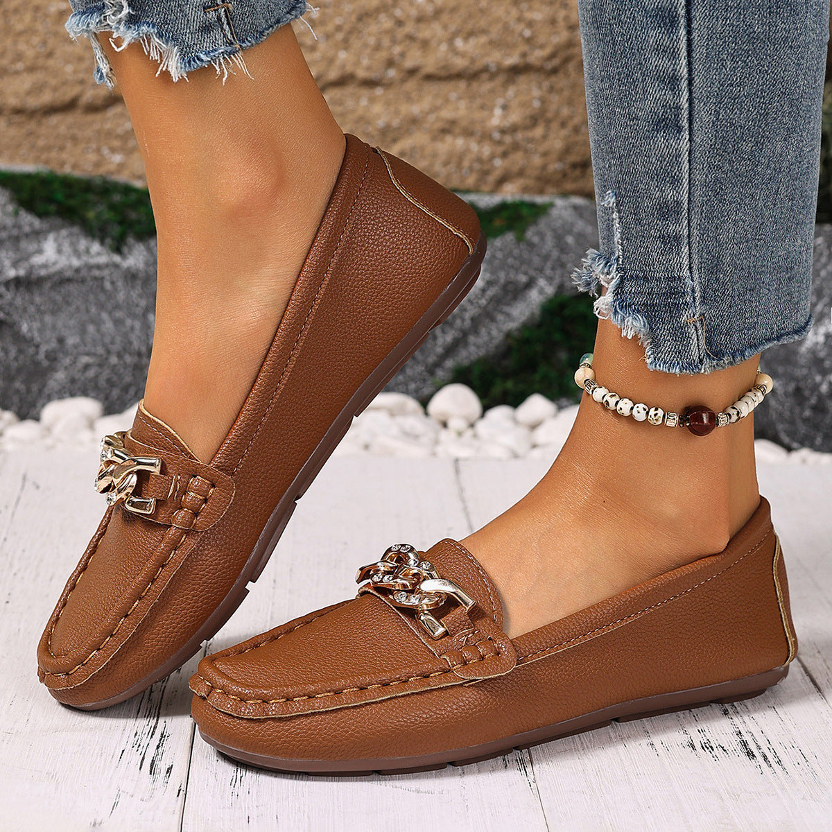 Classic Style Gommino Women's Korean Style Round Head