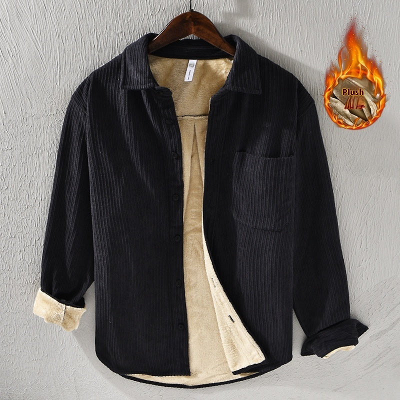 Thickened Velvet Padded Shirt Men's Loose Leisure Warm Top For Young Men