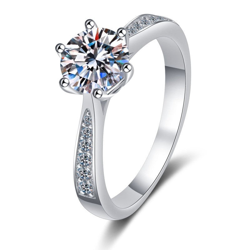 Moissanite Ring Classic Six-claw Crown S925 Sterling Silver