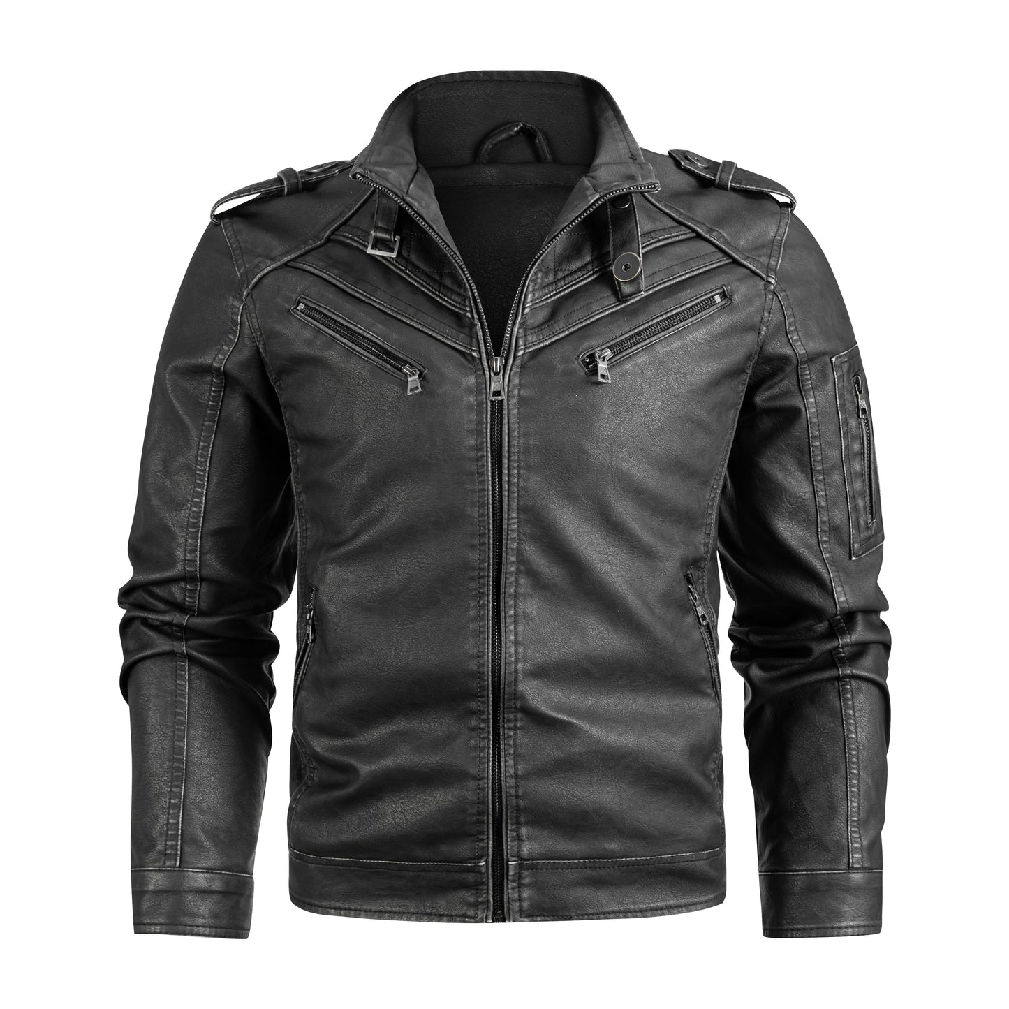 Men's Black Pu Leather Biker Jacket VINTAGE REAL MOTORCYCLE JACKETS FOR MEN