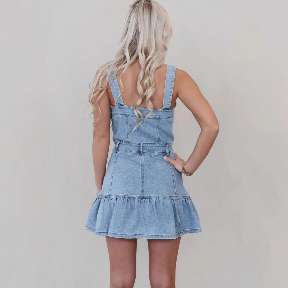 Fashion Suspenders Hot Girl Denim Women's Dress