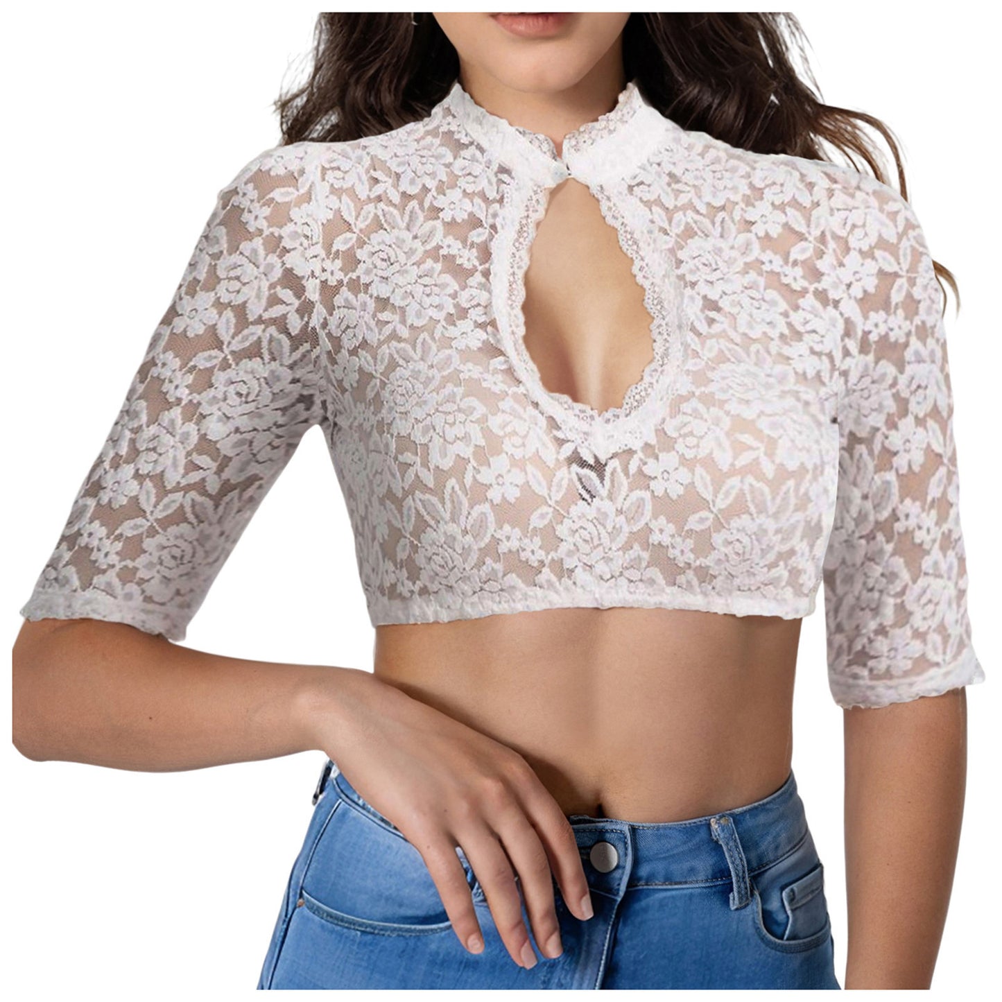 Women's Festival Base Lace Stitching Small Shirt