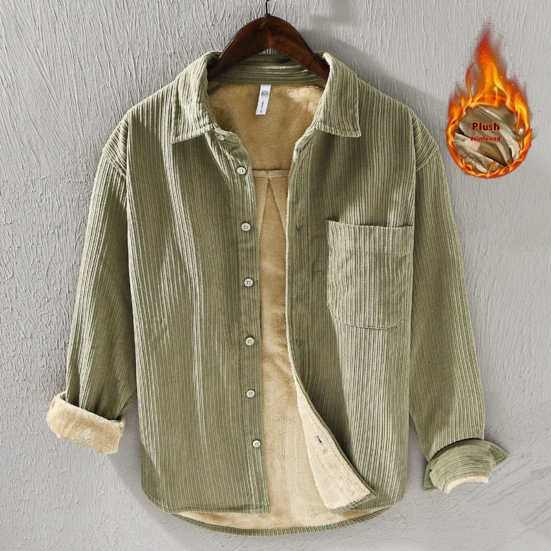 Thickened Velvet Padded Shirt Men's Loose Leisure Warm Top For Young Men