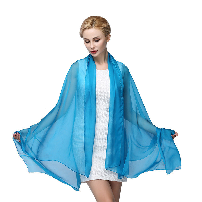 Pure Color Elegant Women's Silk Scarf For All Seasons