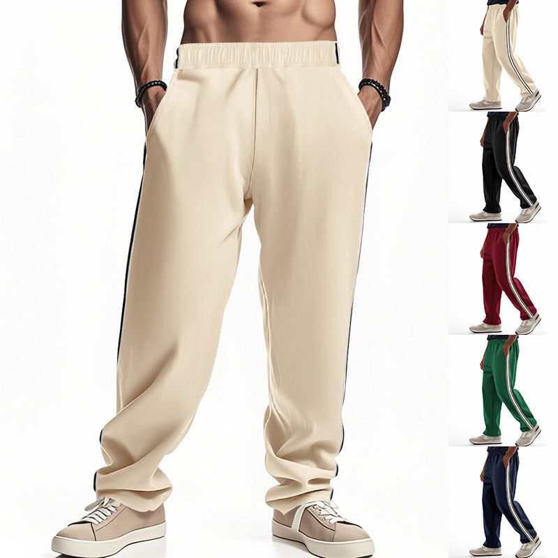 Loose Side Stripes Wide Leg Straight Men's Sports Pants