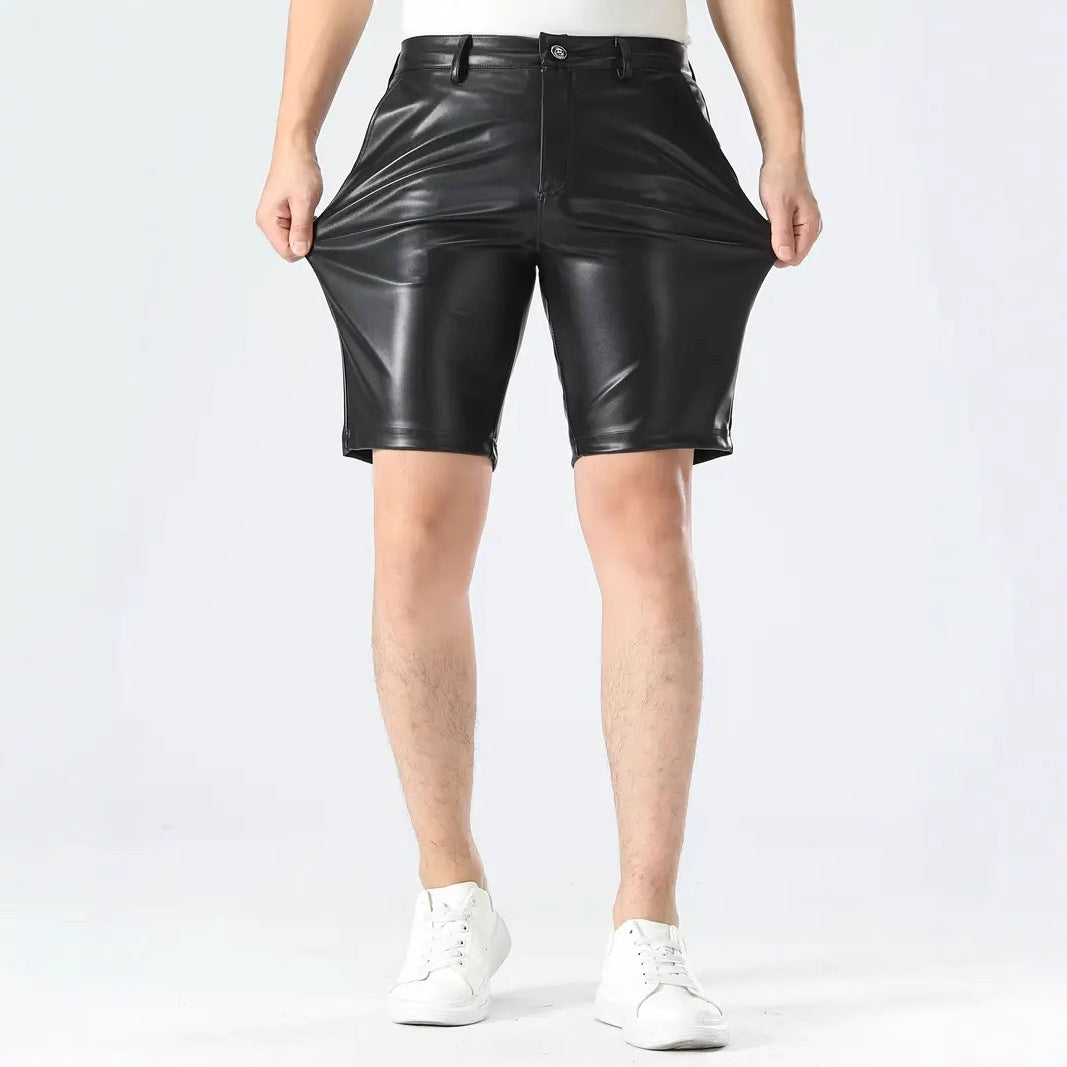 Fashion Casual Summer PU Leather Men's Shorts