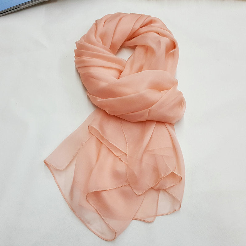 Pure Color Elegant Women's Silk Scarf For All Seasons