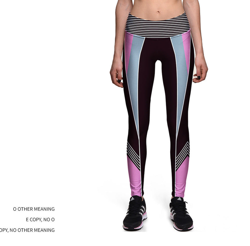 Colorblock 3D Digital Printing Sports Tight Fitness Polyester Pants