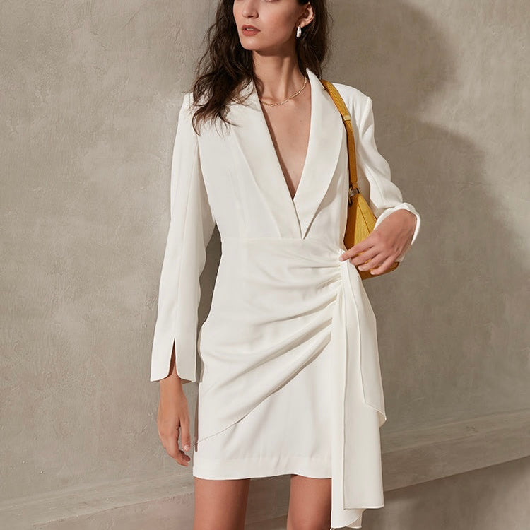 High-end Light Luxury Dress Waist Long Sleeve Short Skirt