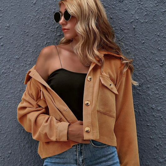 New European And American Fashion Corduroy Shirt Jackets In Stock Women's Clothing