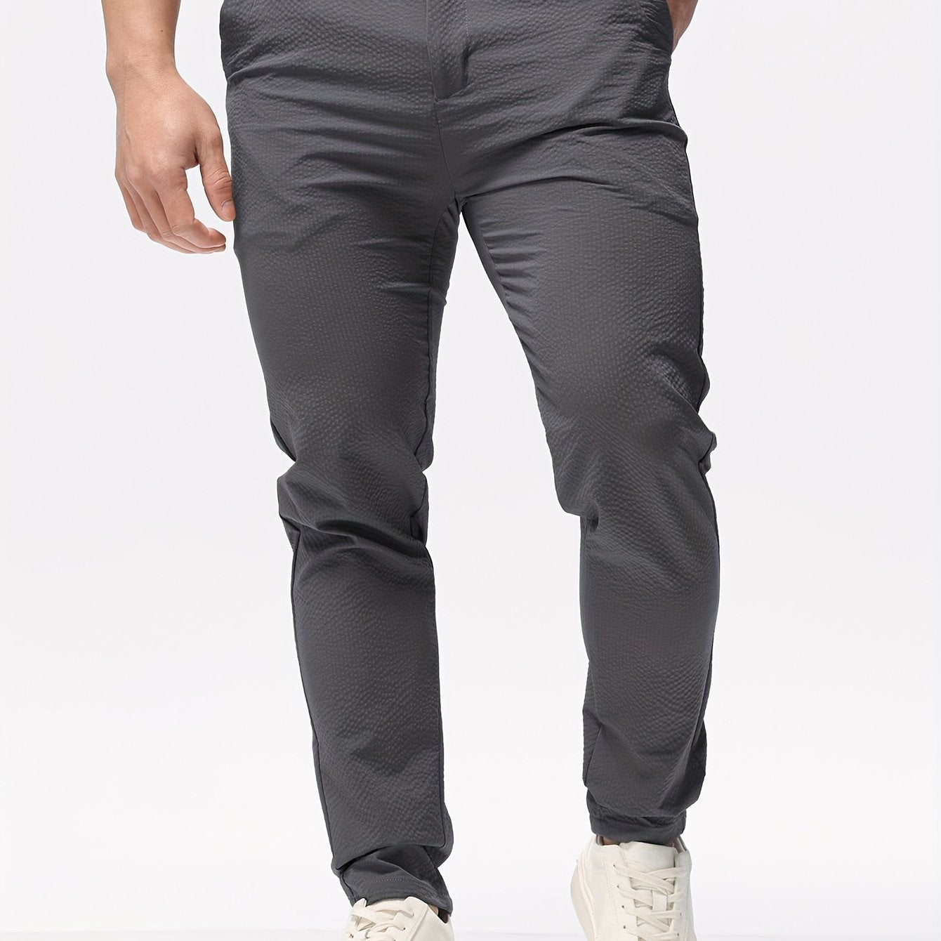 Men's Solid Classic Lightweight Slim Fit Pants Casual