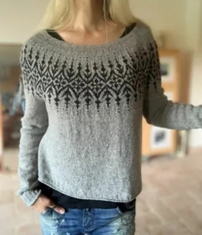 Women's Round Neck Multicolor Loose Fashion Pullover Sweater