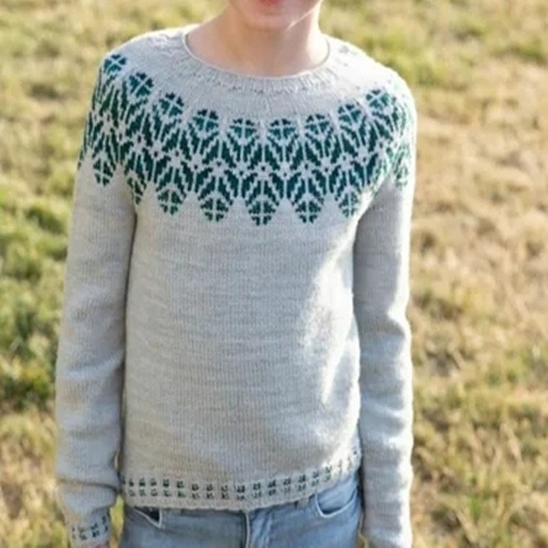 Women's Round Neck Multicolor Loose Fashion Pullover Sweater