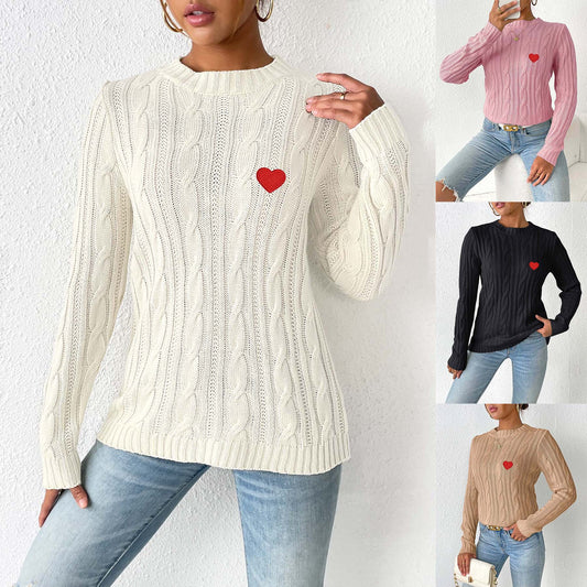 Love Stickers Autumn And Winter Round Neck Simple Pullover
