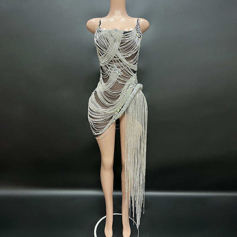 Crystal Tassel Birthday Photo Shoot Dress Women's Ball Gown