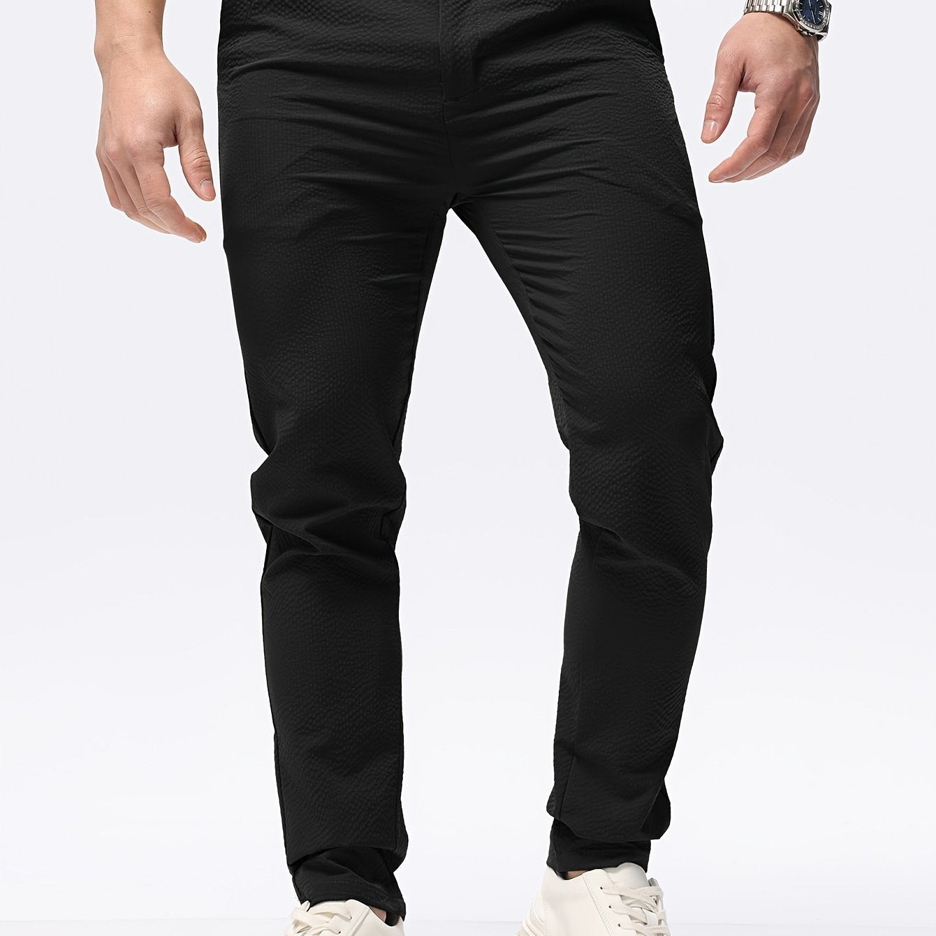 Men's Solid Classic Lightweight Slim Fit Pants Casual