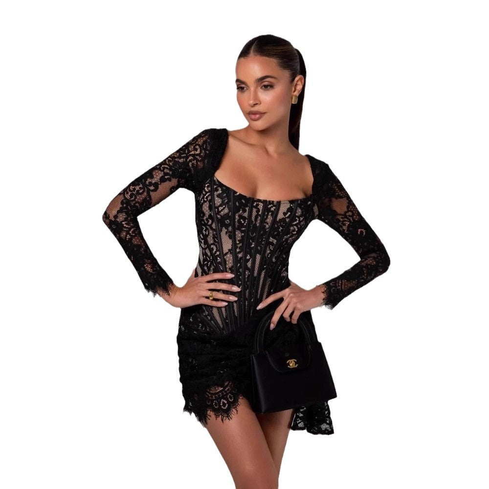 Exquisite High-end European And American Style Lace Dress