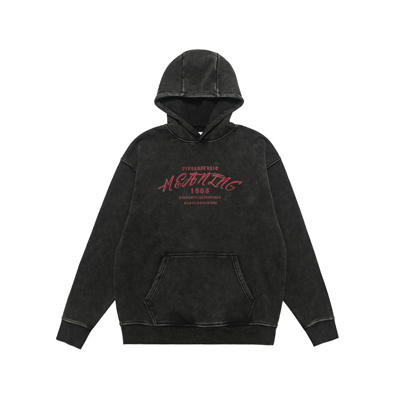 American Street Letter Printed Washed Distressed Sweater