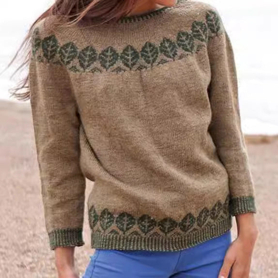 Women's Round Neck Multicolor Loose Fashion Pullover Sweater