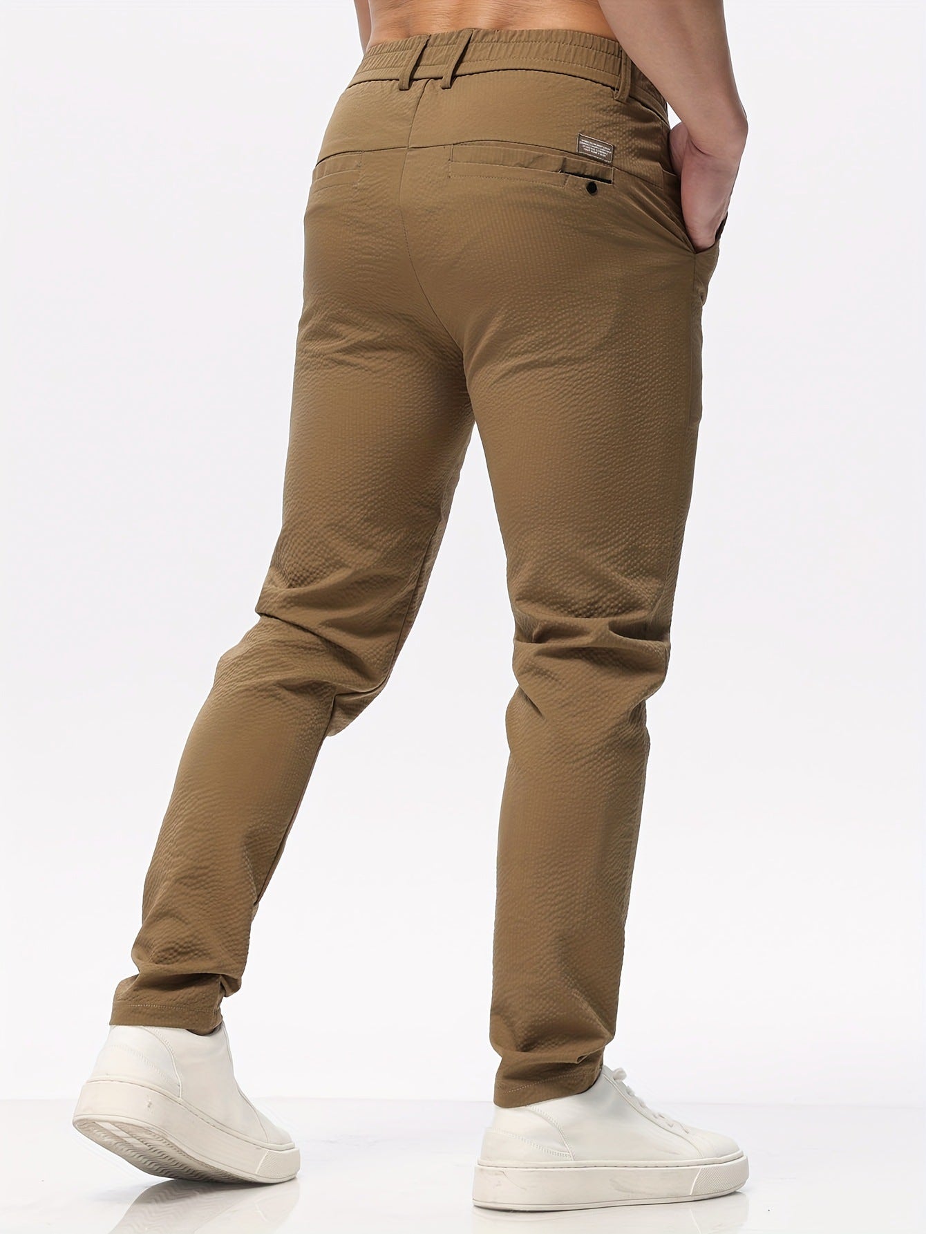 Men's Solid Classic Lightweight Slim Fit Pants Casual