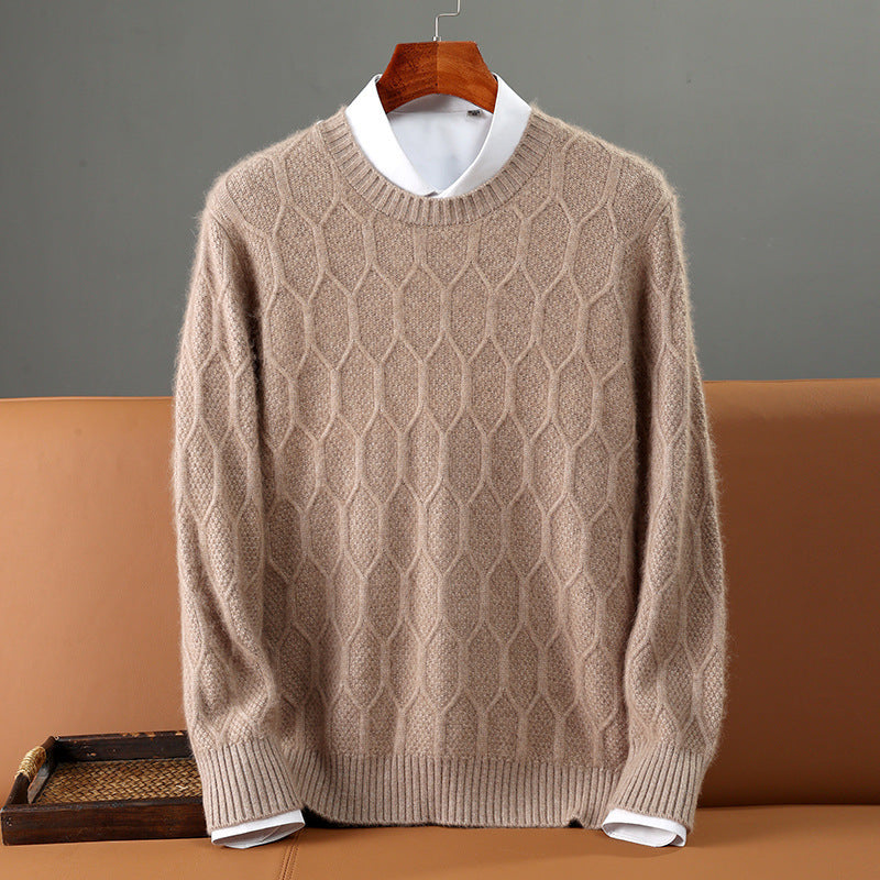 Men's Round Neck Pullover Knitted Sweater Base Cardigan