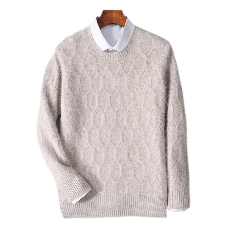Men's Round Neck Pullover Knitted Sweater Base Cardigan