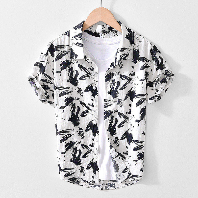 Personalized Printed Black And White Short-sleeved Shirt