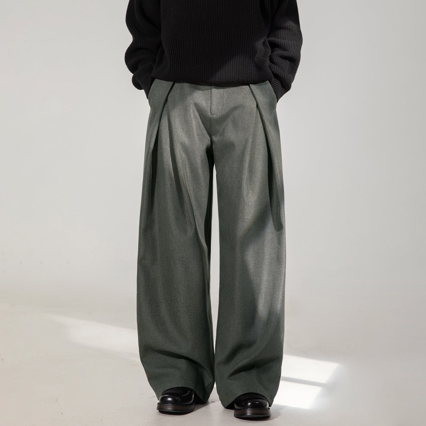 Cross Pleated Design Draping Casual Suit Pants
