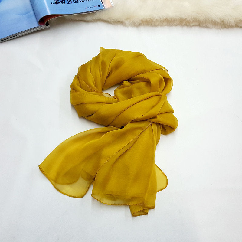 Pure Color Elegant Women's Silk Scarf For All Seasons