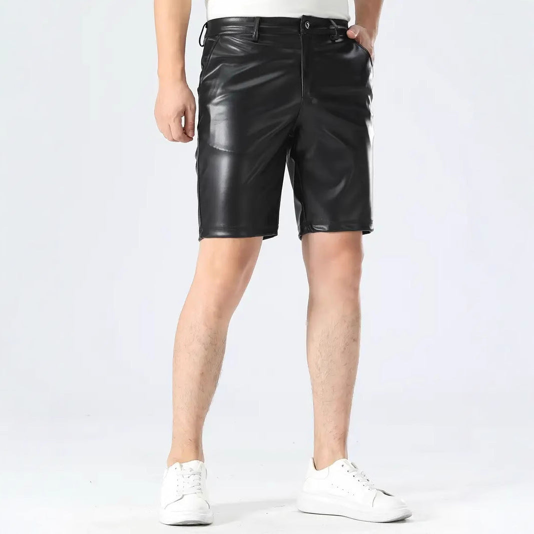 Fashion Casual Summer PU Leather Men's Shorts