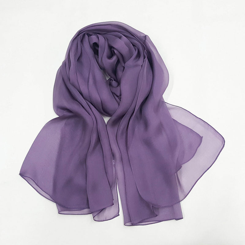 Pure Color Elegant Women's Silk Scarf For All Seasons