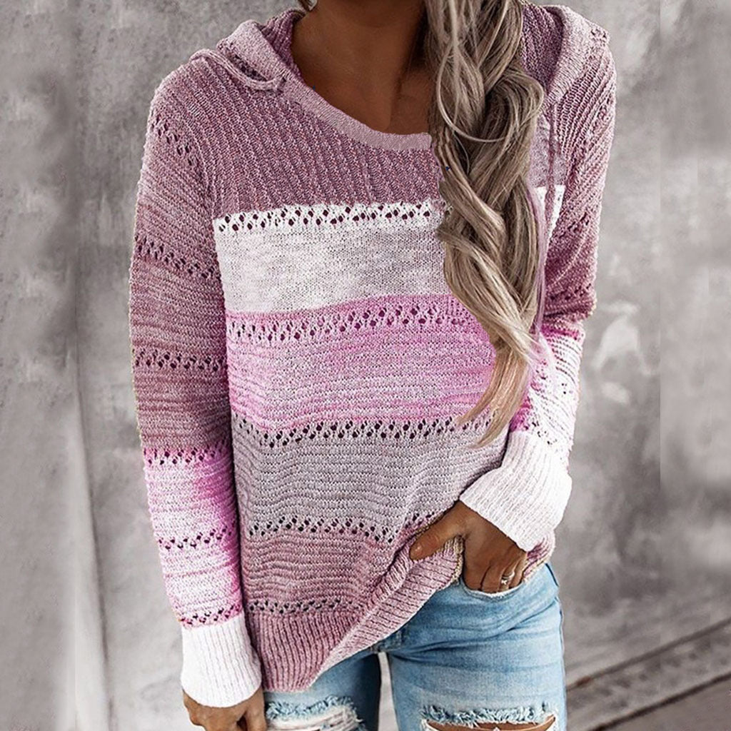 Autumn And Winter Round Neck Long Sleeve Pullover Multicolor Sweater