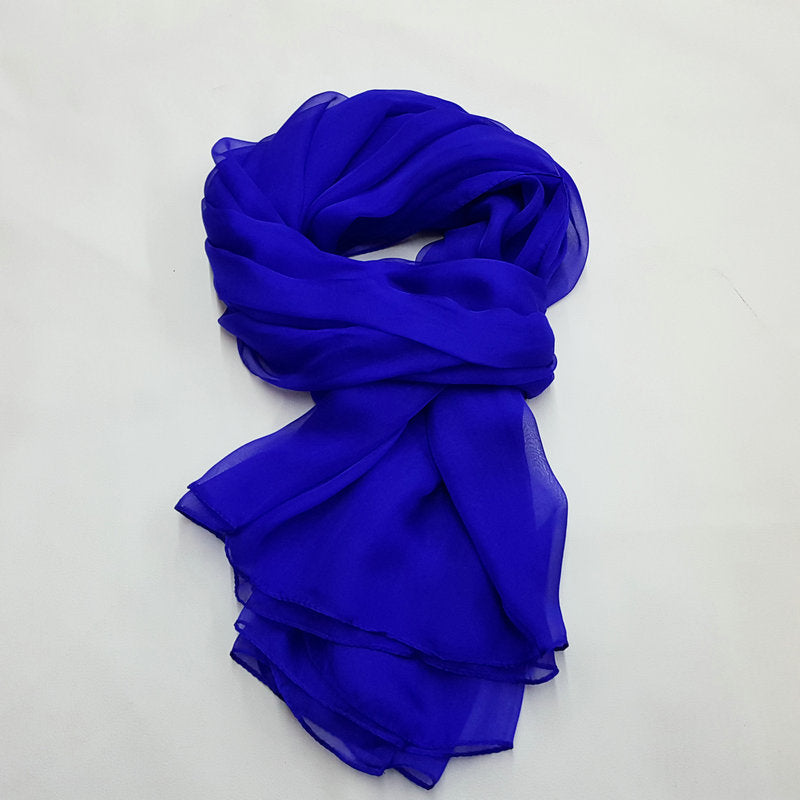 Pure Color Elegant Women's Silk Scarf For All Seasons