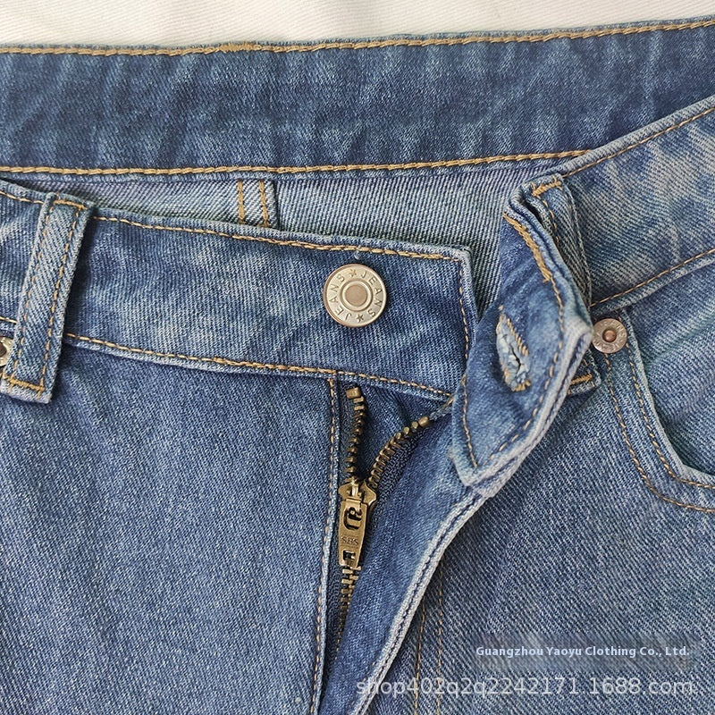 Loose Mid Waist Casual Straight Pants Cropped Pants