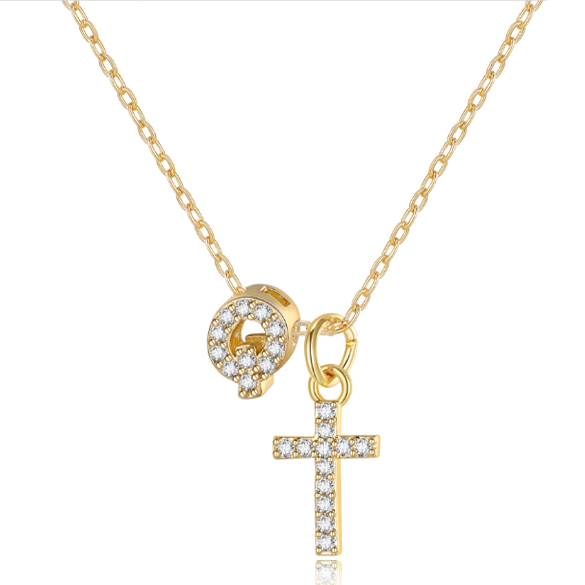 European And American Zircon Inlaid 26 Letter Necklace With Diamonds