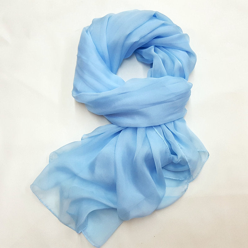 Pure Color Elegant Women's Silk Scarf For All Seasons