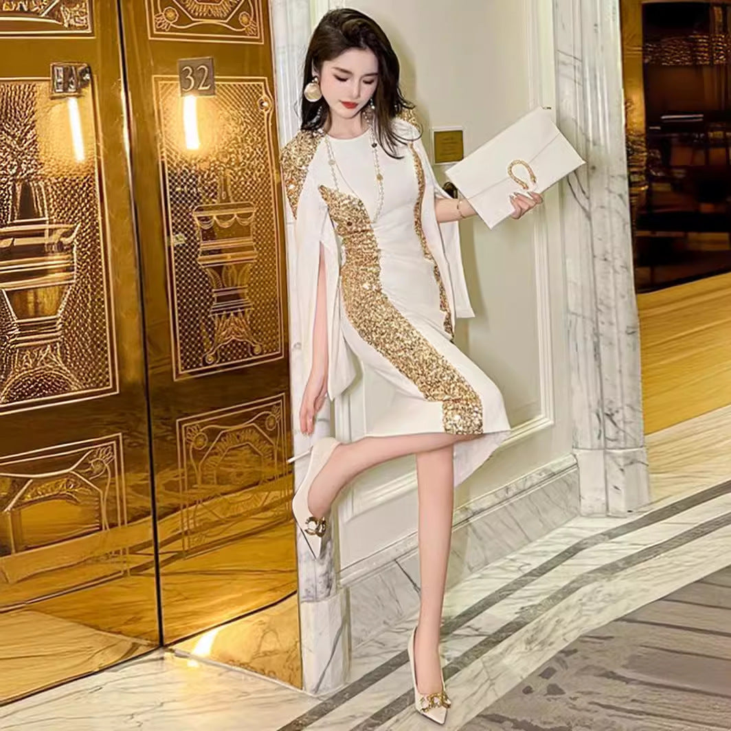 Women's Clothing High-end Affordable Luxury Big Luxury Shawl Slim Fit Formal Dress