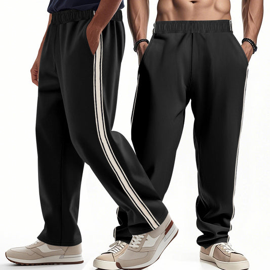 Loose Side Stripes Wide Leg Straight Men's Sports Pants