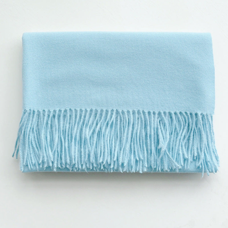 Simple Tassel Shawl Warm Artificial Cashmere Scarf