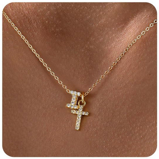 European And American Zircon Inlaid 26 Letter Necklace With Diamonds