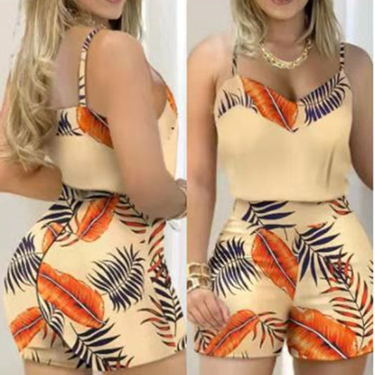 Yellow Temperament Commuter Print Suspender Suit