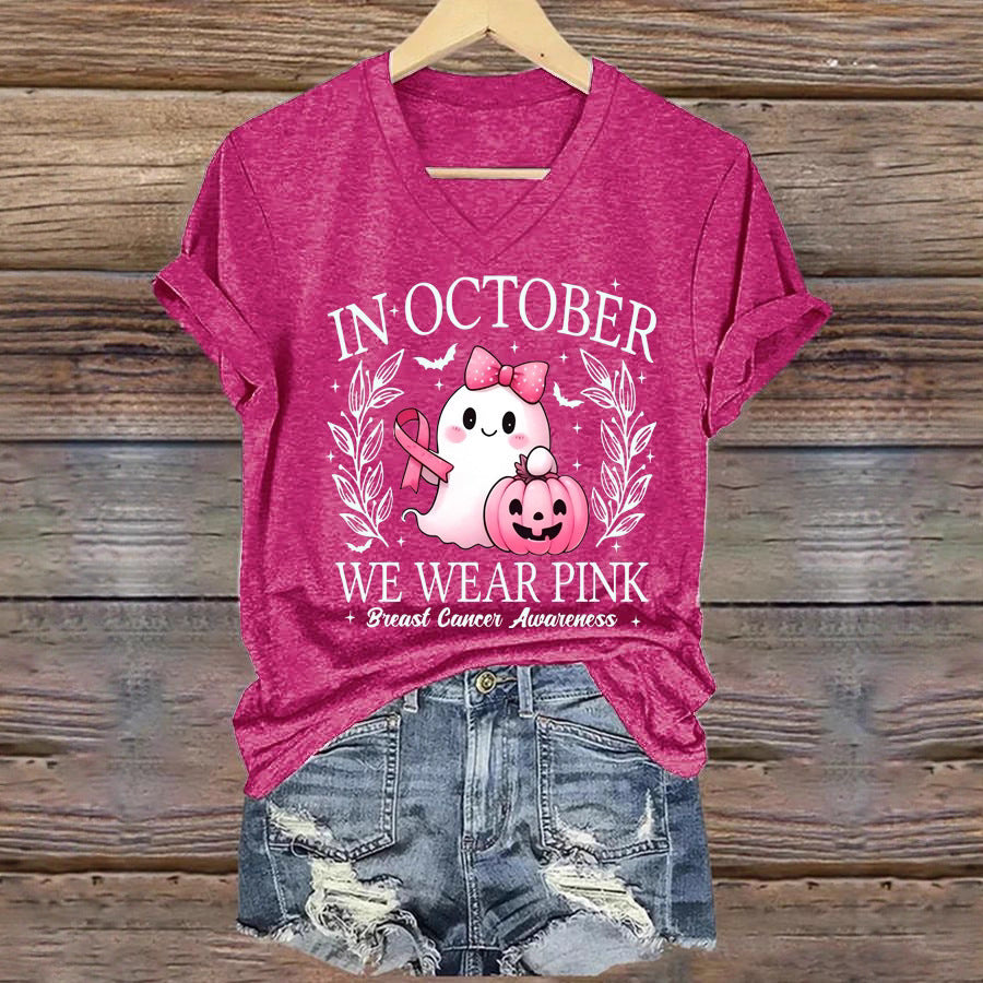 Women's Fashion Printed Casual Colored Cotton V-neck Short Sleeve