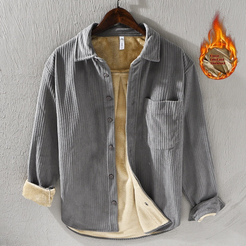Thickened Velvet Padded Shirt Men's Loose Leisure Warm Top For Young Men