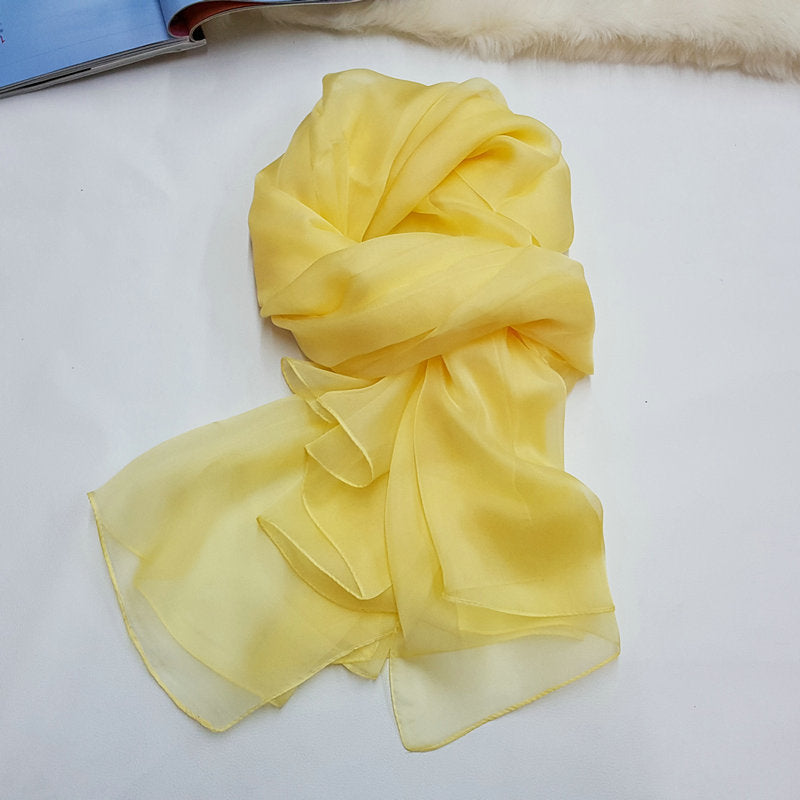 Pure Color Elegant Women's Silk Scarf For All Seasons