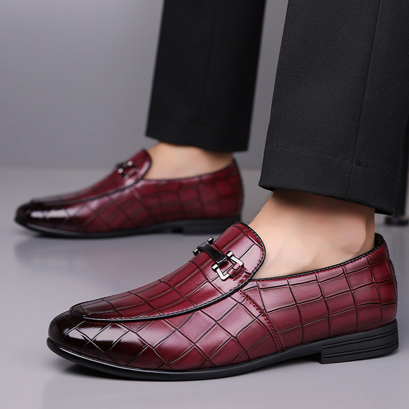 Men's Plaid Light Luxury Plus Size Rubber Sole Lightweight Leather Shoes