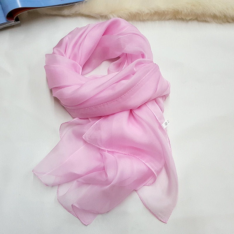 Pure Color Elegant Women's Silk Scarf For All Seasons